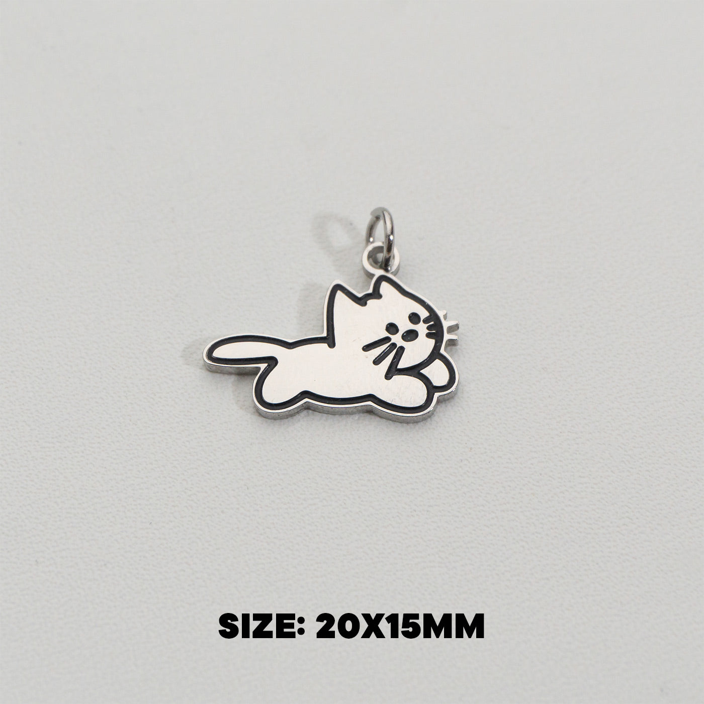 Lazy Cute Cat Pendant Stainless Steel PVD Gold Plated Liontin Kucing Lucu Hypoallergenic