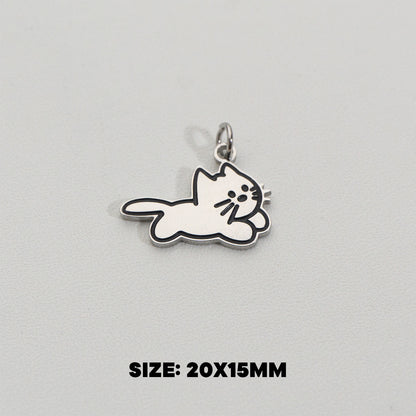 Lazy Cute Cat Pendant Stainless Steel PVD Gold Plated Liontin Kucing Lucu Hypoallergenic