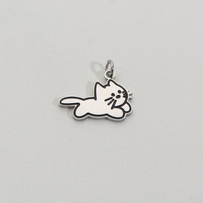 Lazy Cute Cat Pendant Stainless Steel PVD Gold Plated Liontin Kucing Lucu Hypoallergenic