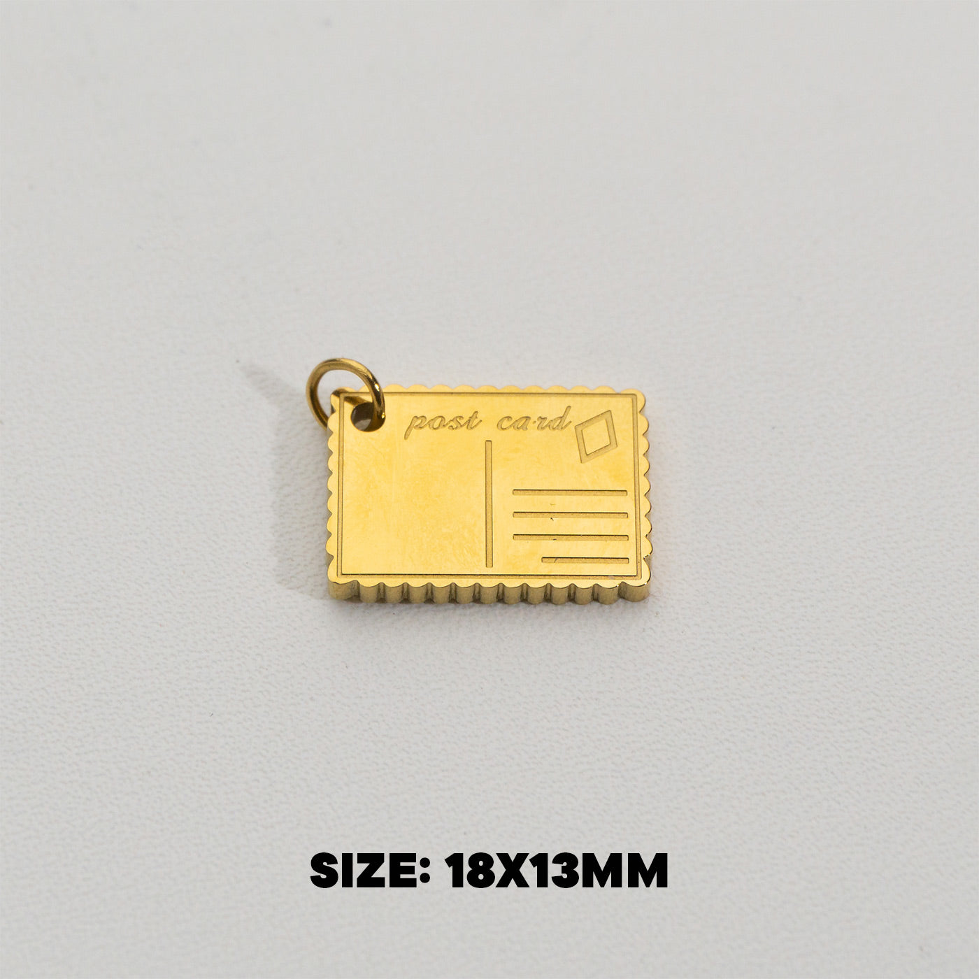 Post Card Pendant Stainless Steel PVD Gold Plated Liontin Kartu Pos Hypoallergenic