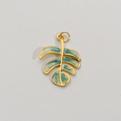 Monstera Leaf Pendant Stainless Steel PVD Gold Plated Liontin Daun Monstera Hypoallergenic