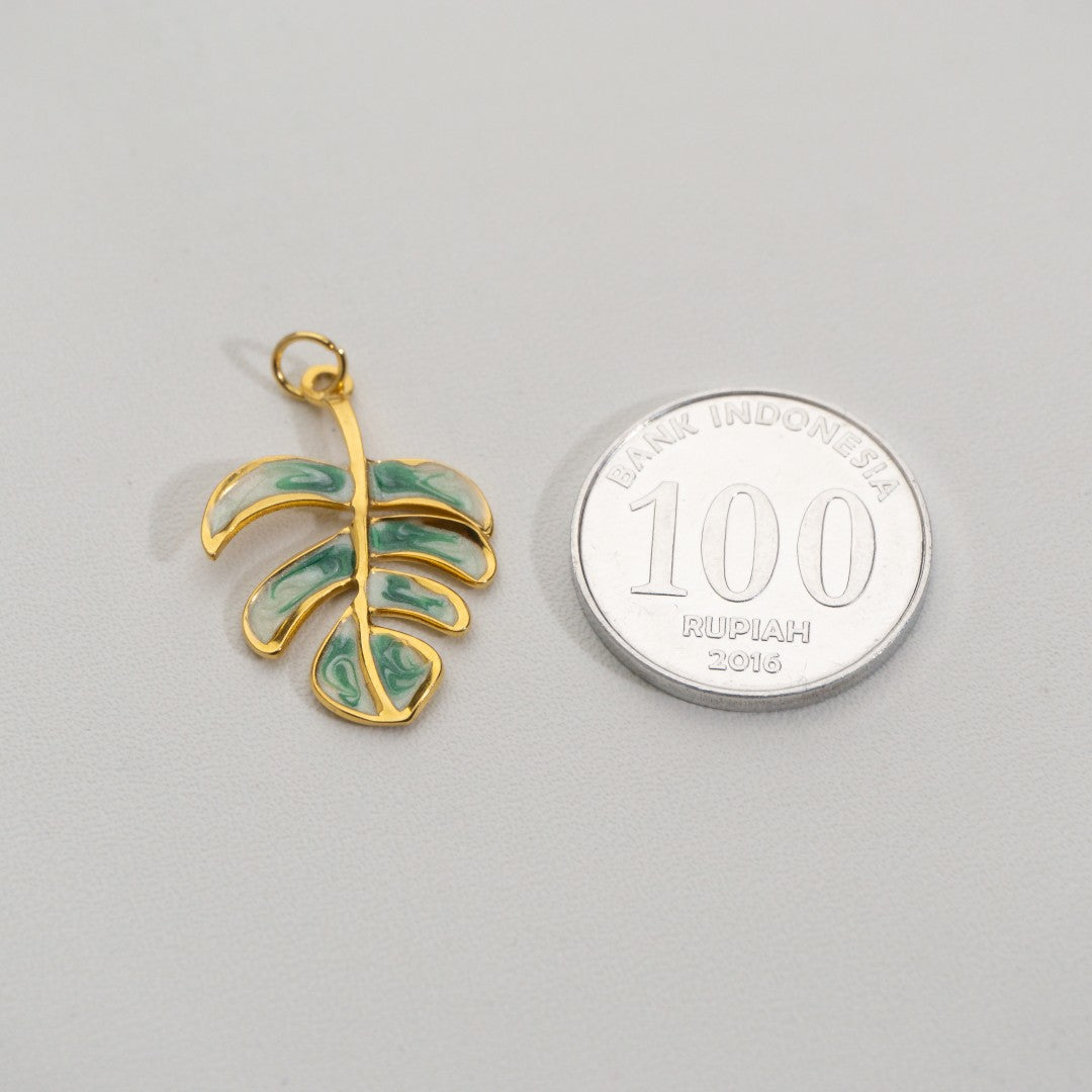 Monstera Leaf Pendant Stainless Steel PVD Gold Plated Liontin Daun Monstera Hypoallergenic