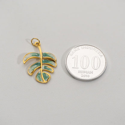 Monstera Leaf Pendant Stainless Steel PVD Gold Plated Liontin Daun Monstera Hypoallergenic