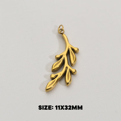 Plain Olive Pendant Stainless Steel PVD Gold Plated Liontin Daun Zaitun Hypoallergenic
