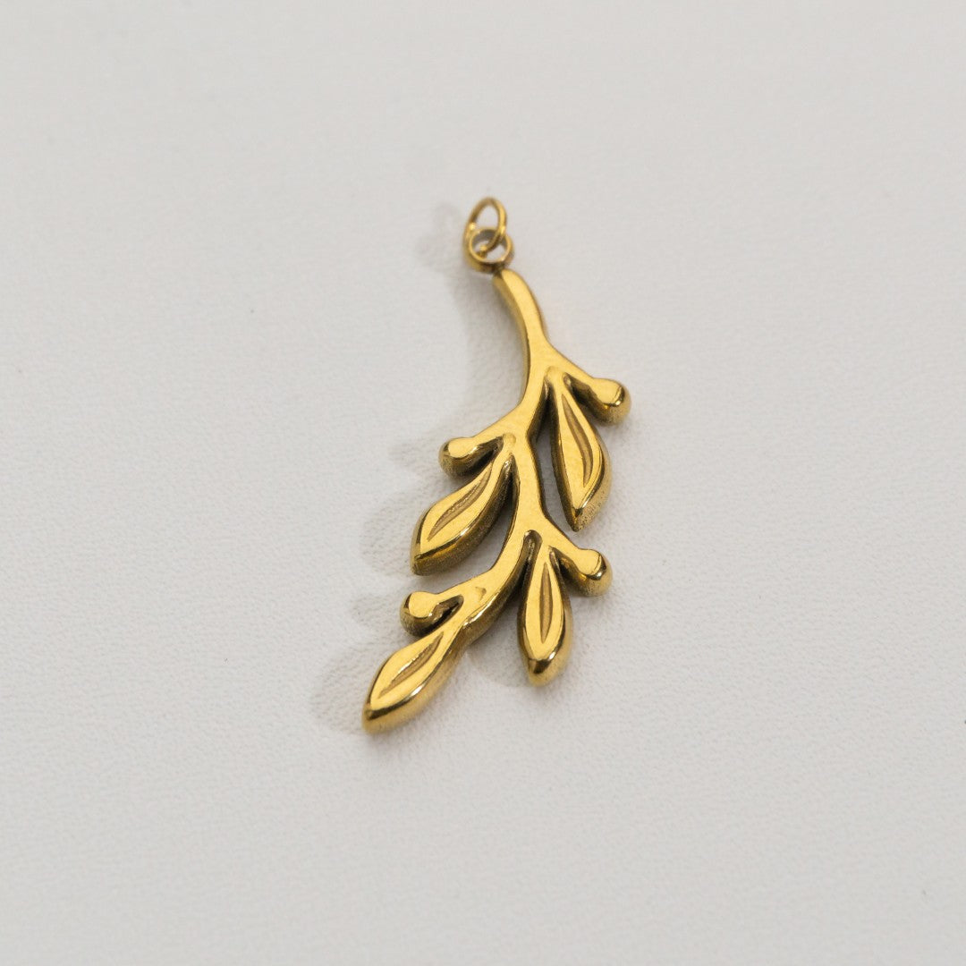 Plain Olive Pendant Stainless Steel PVD Gold Plated Liontin Daun Zaitun Hypoallergenic
