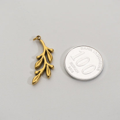 Plain Olive Pendant Stainless Steel PVD Gold Plated Liontin Daun Zaitun Hypoallergenic
