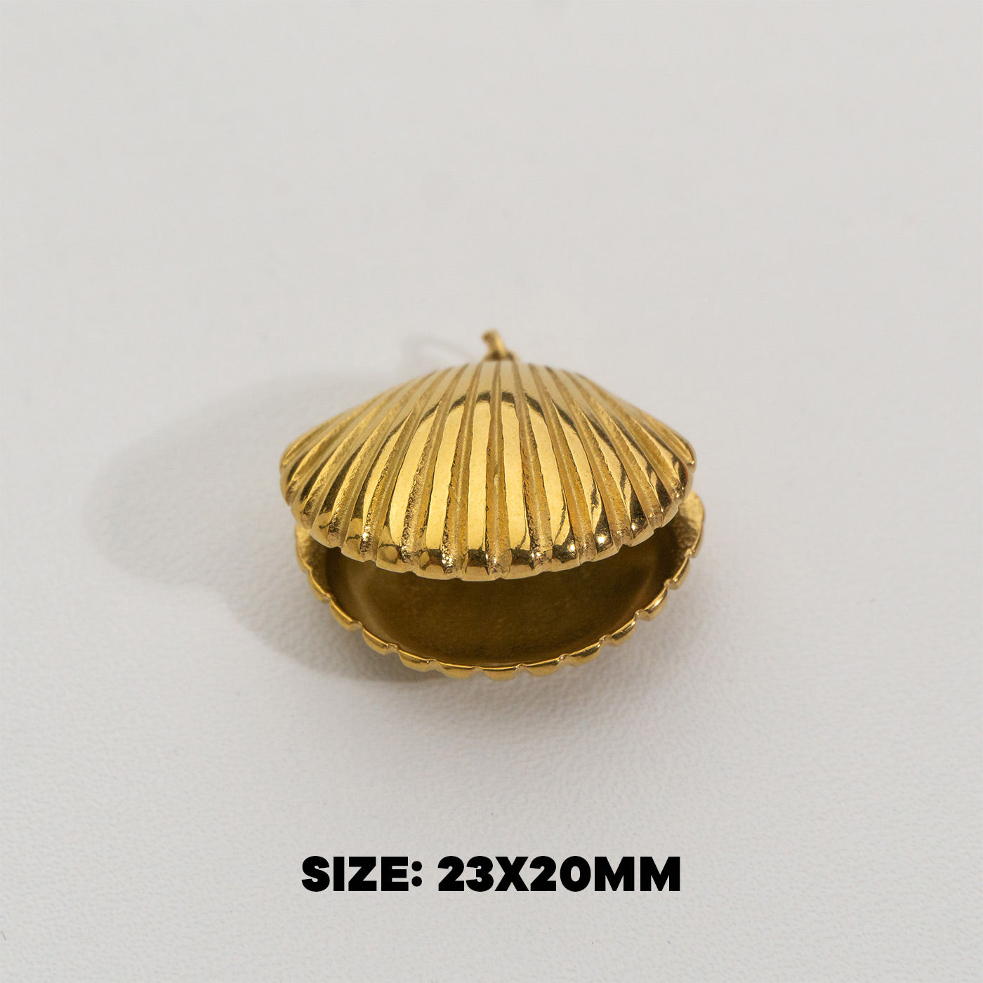 Big Seashell With Pearl Pendant Stainless Steel PVD Gold Plated Liontin Kerang Dan Mutiara Hypoallergenic