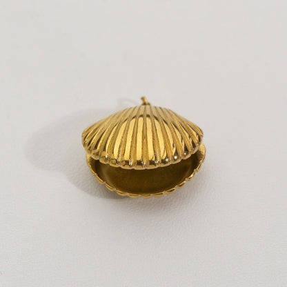 Big Seashell With Pearl Pendant Stainless Steel PVD Gold Plated Liontin Kerang Dan Mutiara Hypoallergenic