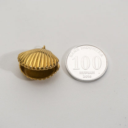 Big Seashell With Pearl Pendant Stainless Steel PVD Gold Plated Liontin Kerang Dan Mutiara Hypoallergenic