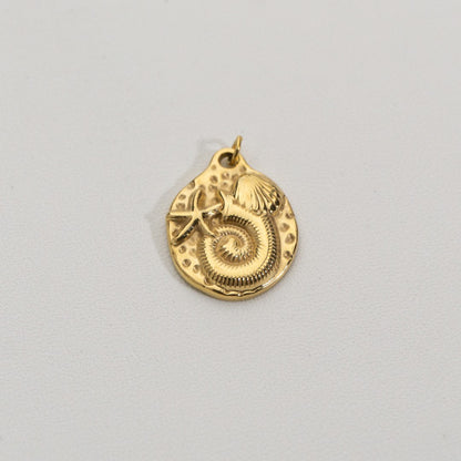 Hammered Spiral Seashell Pendant Stainless Steel PVD Gold Plated Liontin Kerang Spiral Hypoallergenic