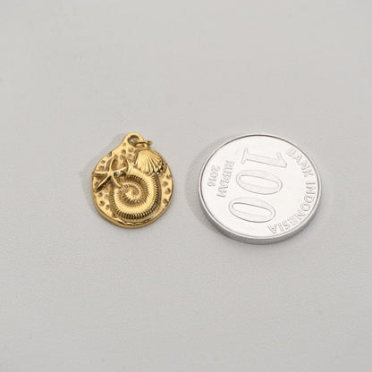 Hammered Spiral Seashell Pendant Stainless Steel PVD Gold Plated Liontin Kerang Spiral Hypoallergenic