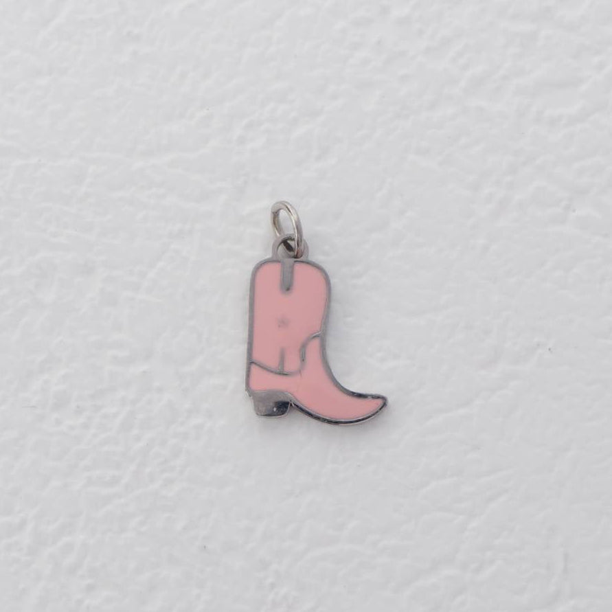 (1.2cm) Pink and Blue Mini Boots Shoes Enamel Charm Stainless Steel PVD Gold Plated Liontin Sepatu Boots Hypoallergenic