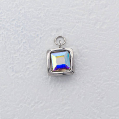 (12mm) Aurora Square Charms Stainless Steel PVD Gold Plated Liontin Kotak Aurora Hypoallergenic