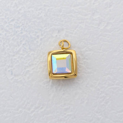 (12mm) Aurora Square Charms Stainless Steel PVD Gold Plated Liontin Kotak Aurora Hypoallergenic