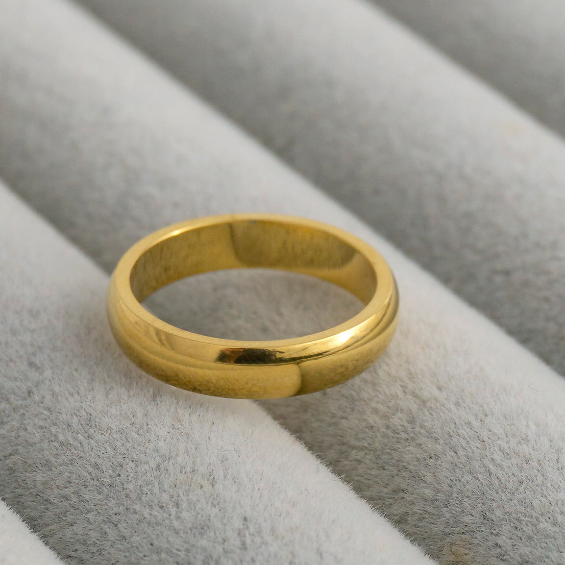 Minimalist Plain Dome Stackable Ring Stainless Steel PVD Gold Plated Cincin Polos Hypoallergenic