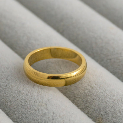 Minimalist Plain Dome Stackable Ring Stainless Steel PVD Gold Plated Cincin Polos Hypoallergenic