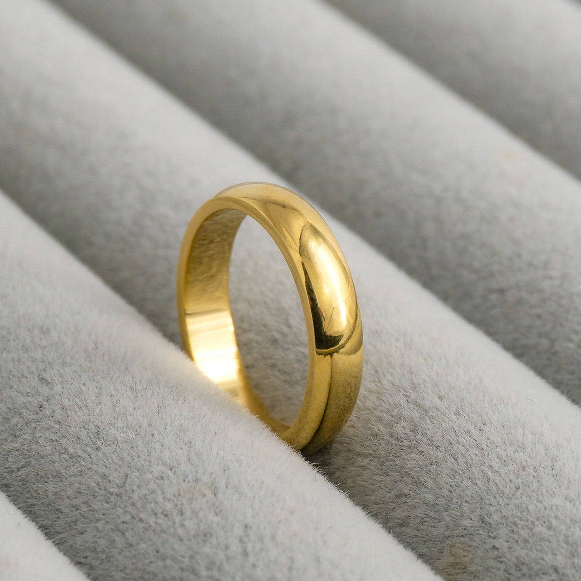 Minimalist Plain Dome Stackable Ring Stainless Steel PVD Gold Plated Cincin Polos Hypoallergenic