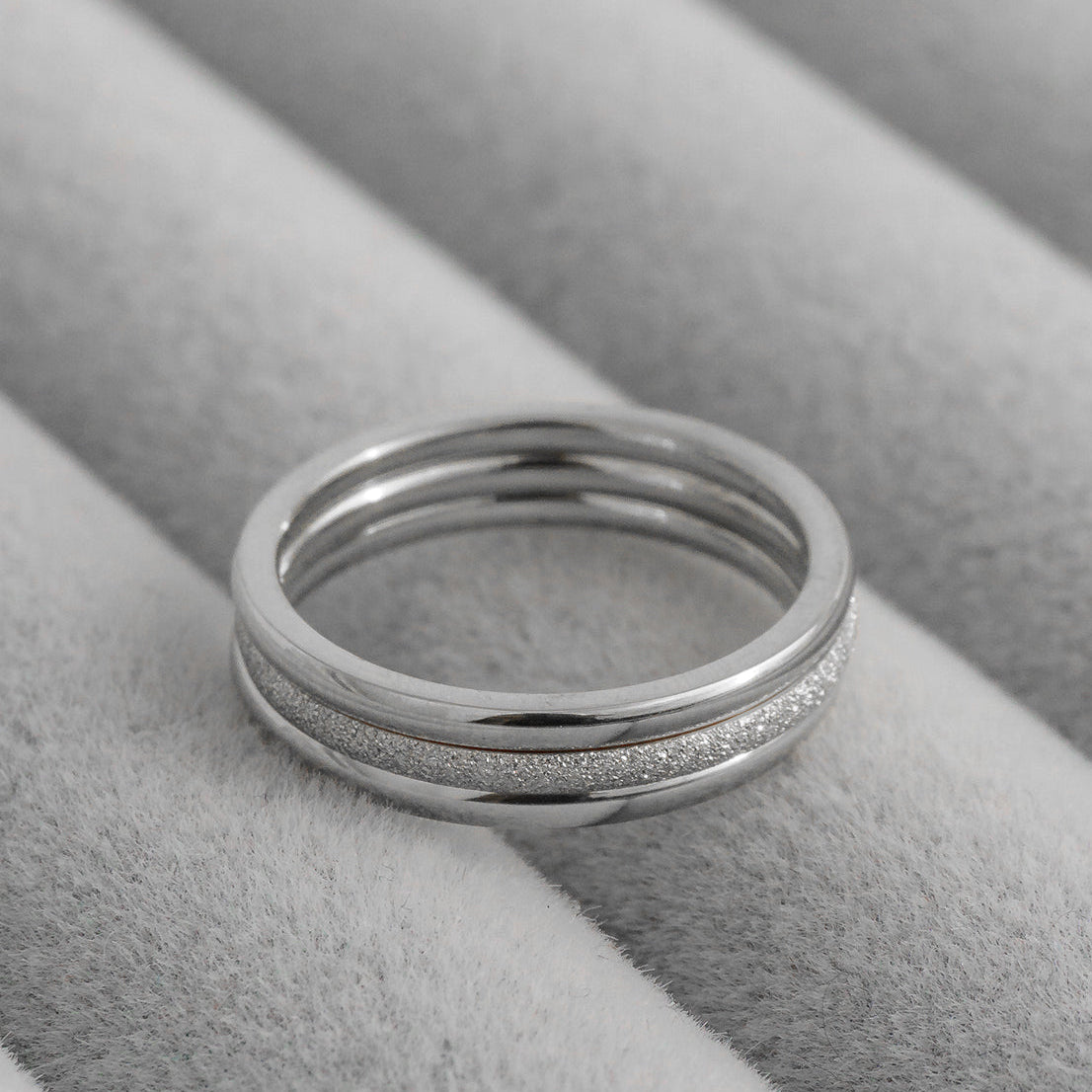 1 Set (3Pcs) Sandblast & Polished Thin Stackable Ring Stainless Steel PVD Gold Plated Cincin Polos Hypoallergenic