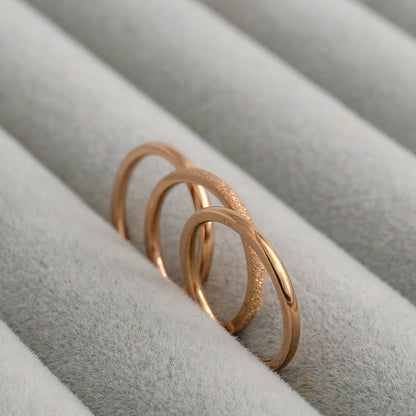 1 Set (3Pcs) Sandblast & Polished Thin Stackable Ring Stainless Steel PVD Gold Plated Cincin Polos Hypoallergenic