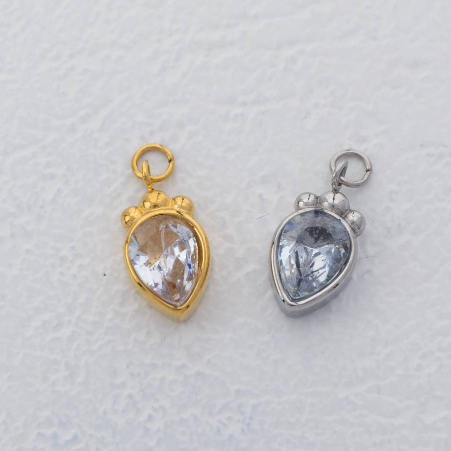 (1.5cm) Minimalist Teardrop With Tripple Dots Charm Stainless Steel PVD Gold Plated Liontin Tetes Air Mata Hypoallergenic