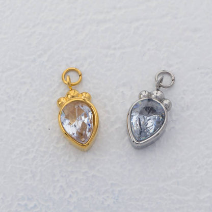 (1.5cm) Minimalist Teardrop With Tripple Dots Charm Stainless Steel PVD Gold Plated Liontin Tetes Air Mata Hypoallergenic