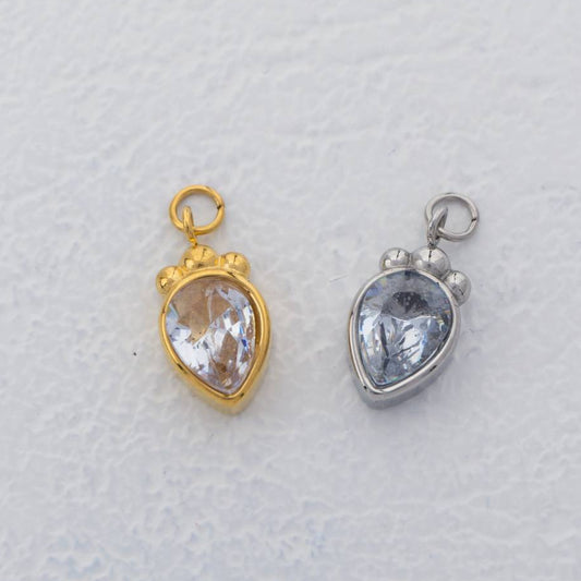 (1.5cm) Minimalist Teardrop With Tripple Dots Charm Stainless Steel PVD Gold Plated Liontin Tetes Air Mata Hypoallergenic