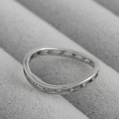 Minimalist Zirconia Line Band Ring Stainless Steel PVD Gold Plated Cincin Polos Lengkung Hypoallergenic