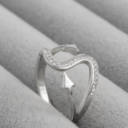 Curved Wave & Arrow Bypass Ring Stainless Steel PVD Gold Plated Cincin panah Hypoallergenic
