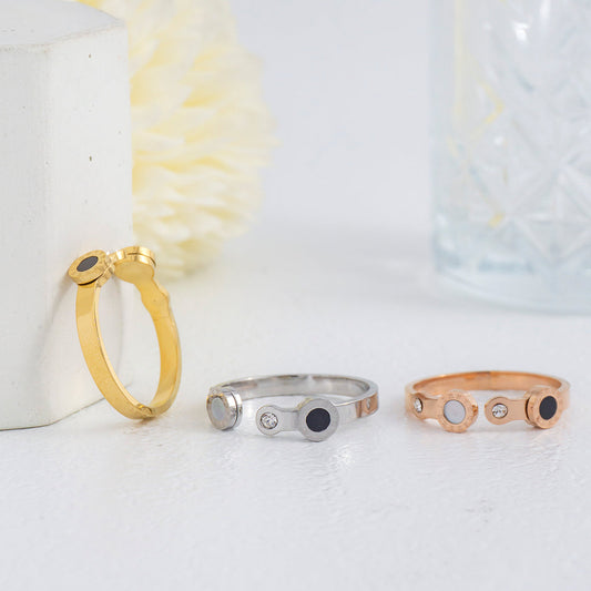 Numeral Open Cuff Ring Stainless Steel PVD Gold Plated Cincin Romawi Hypoallergenic