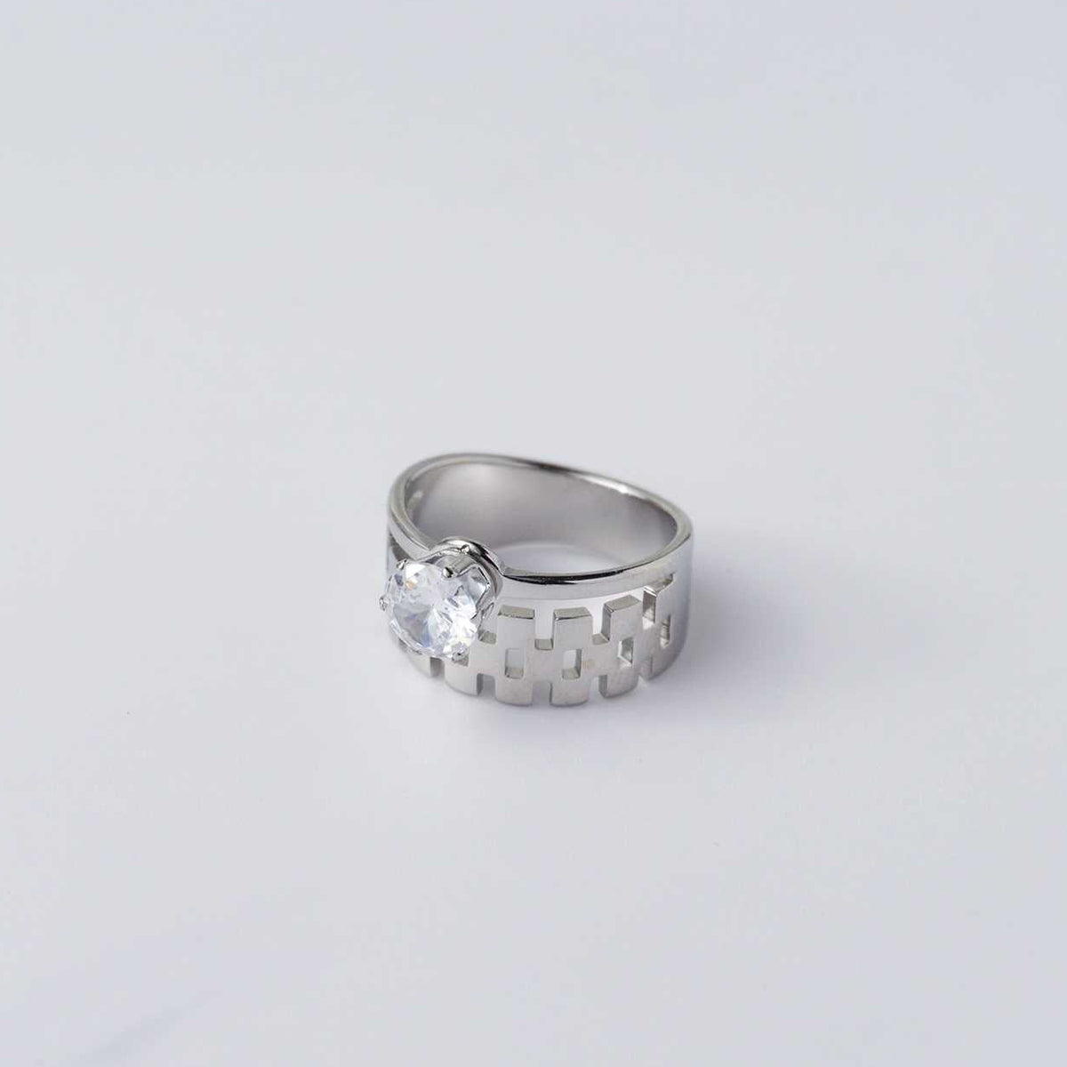 Geometrical Shape Double Layer Solitaire Statement Ring Collection Stainless Steel PVD Gold Plated Cincin Dua Lapis Hypoallergenic