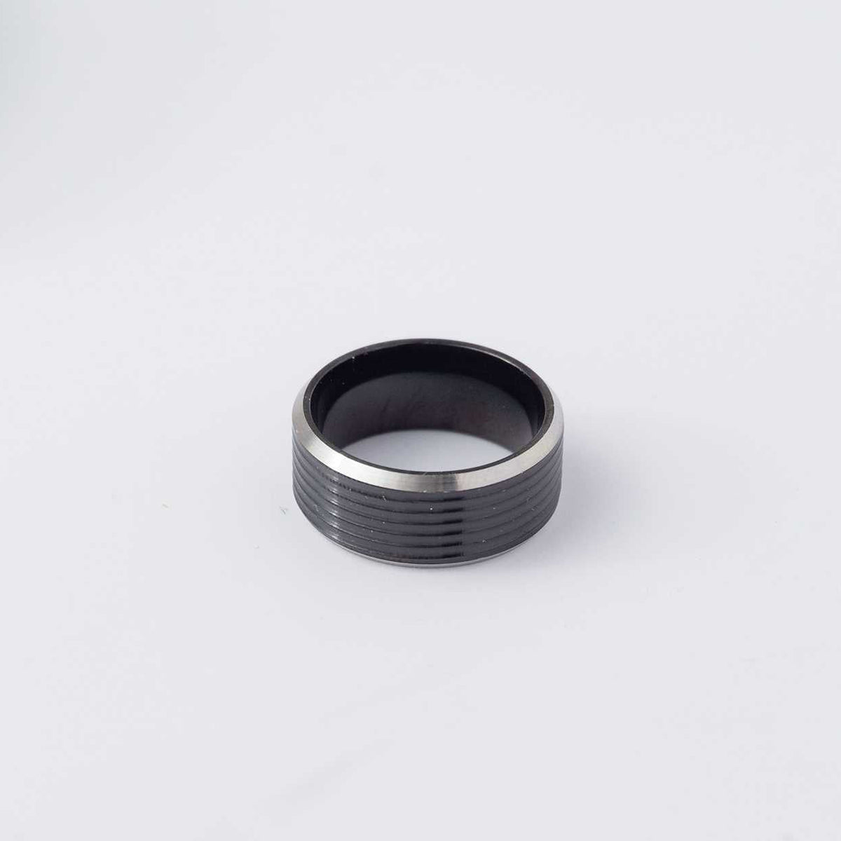 Two-Tone Silver Black Silver Gold Textured Unisex Ring Collection Stainless Steel PVD Gold Plated Cincin Unisex Hypoallergenic