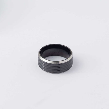 Two-Tone Silver Black Silver Gold Textured Unisex Ring Collection Stainless Steel PVD Gold Plated Cincin Unisex Hypoallergenic