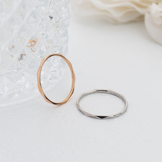 Minimalist Plain Geometric Line Band Ring Stainless Steel PVD Gold Plated Cincin Polos Hypoallergenic