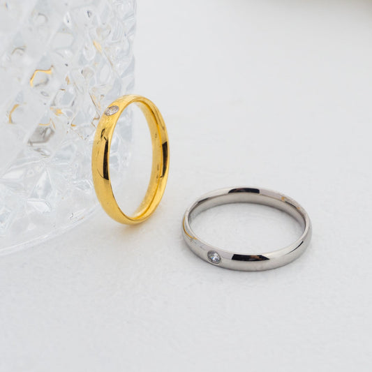 Minimalist Plain Solitaire Ring Stainless Steel PVD Gold Plated Cincin Polos Hypoallergenic
