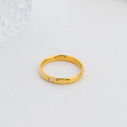 Minimalist Plain Solitaire Ring Stainless Steel PVD Gold Plated Cincin Polos Hypoallergenic