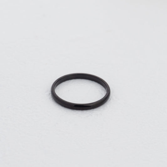 Minimalist Black Plain Ring Stainless Steel PVD Gold Plated Cincin Polos Hitam Hypoallergenic