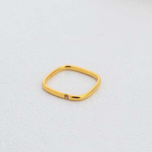 Minimalist Square Plain Ring Stainless Steel PVD Gold Plated Cincin Polos Hypoallergenic