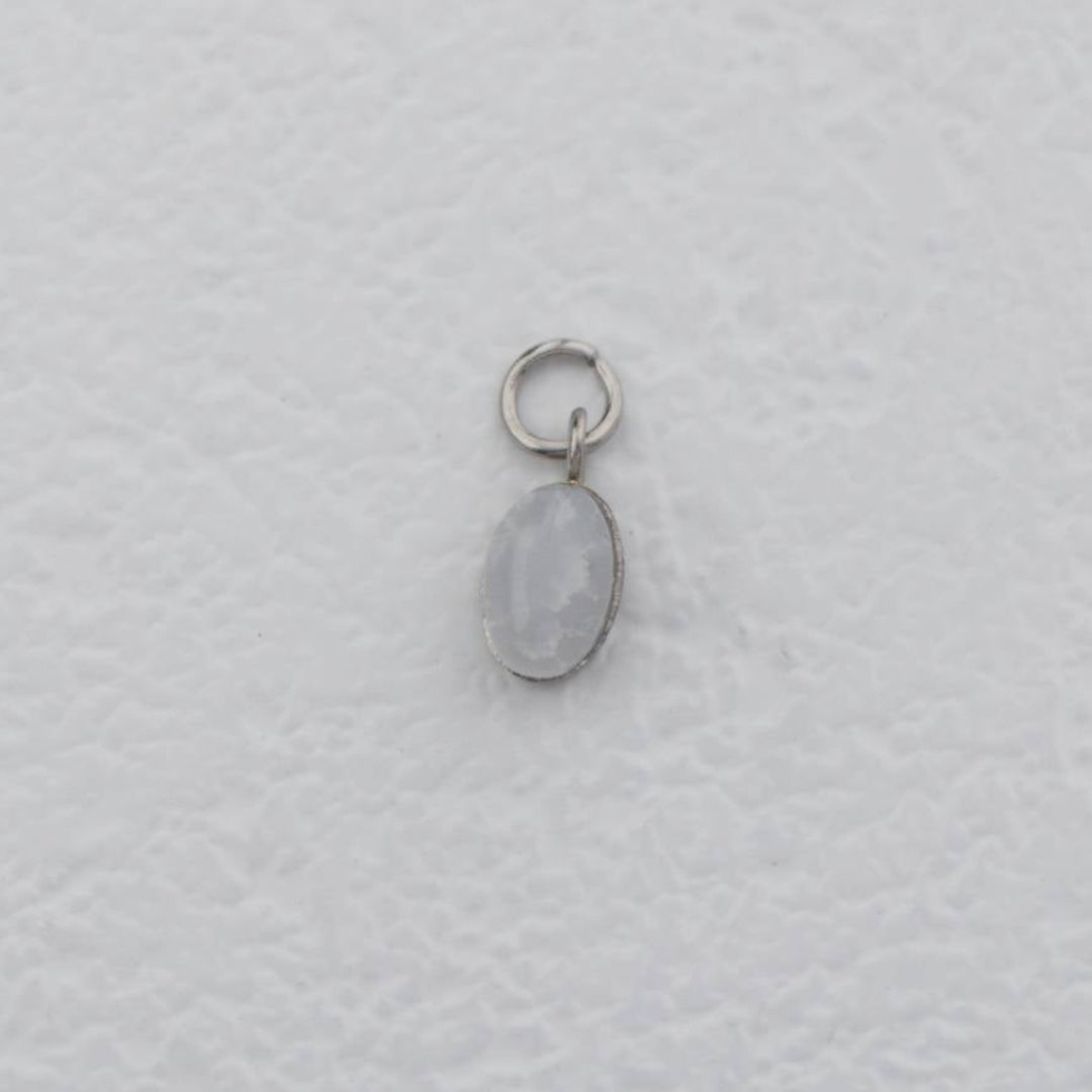 (9mm) Mini Oval Natural Gemstones Agate s Stainless Steel PVD Gold Plated Liontin Batu Alam Kecil Hypoallergenic