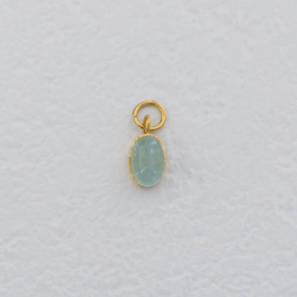 (9mm) Mini Oval Natural Gemstones Agate s Stainless Steel PVD Gold Plated Liontin Batu Alam Kecil Hypoallergenic