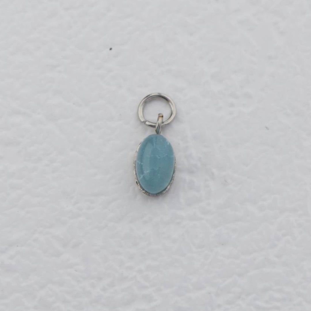 (9mm) Mini Oval Natural Gemstones Agate s Stainless Steel PVD Gold Plated Liontin Batu Alam Kecil Hypoallergenic