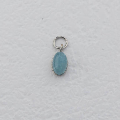 (9mm) Mini Oval Natural Gemstones Agate s Stainless Steel PVD Gold Plated Liontin Batu Alam Kecil Hypoallergenic