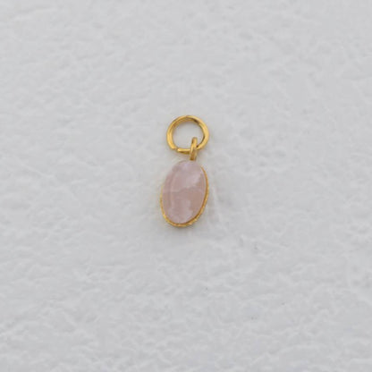 (9mm) Mini Oval Natural Gemstones Agate s Stainless Steel PVD Gold Plated Liontin Batu Alam Kecil Hypoallergenic