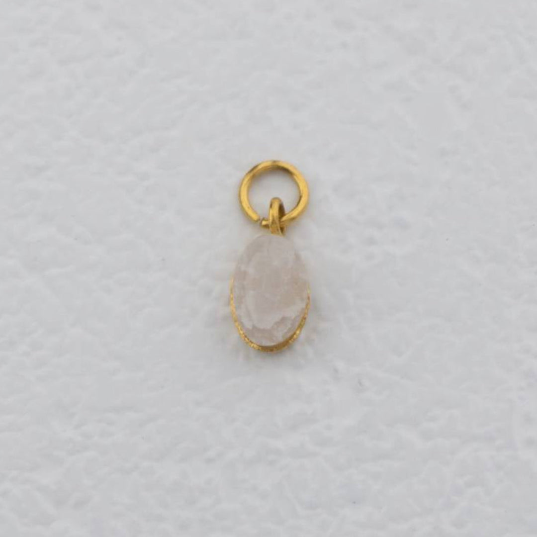 (9mm) Mini Oval Natural Gemstones Agate s Stainless Steel PVD Gold Plated Liontin Batu Alam Kecil Hypoallergenic