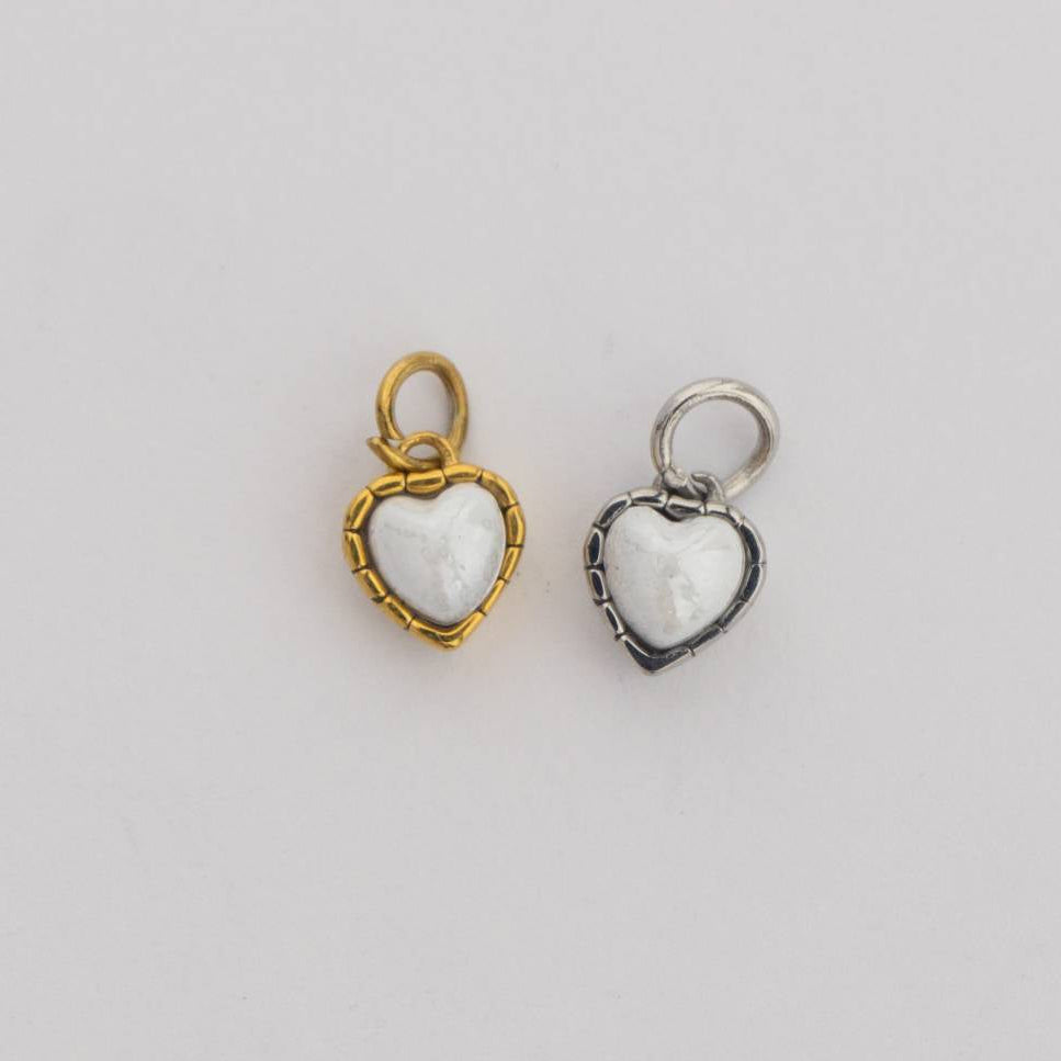 (6mm) Tiny Heart Birthstone Charm Stainless Steel PVD Gold Plated Liontin Hati Bulan Lahir Kecil Hypoallergenic
