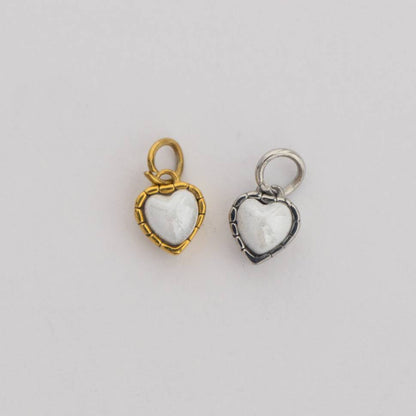 (6mm) Tiny Heart Birthstone Charm Stainless Steel PVD Gold Plated Liontin Hati Bulan Lahir Kecil Hypoallergenic