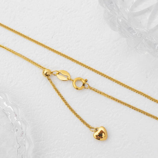 Adjustable Cable Chain Necklace Stainless Steel PVD Gold Plated Rantai Kalung Serut Hypoallergenic