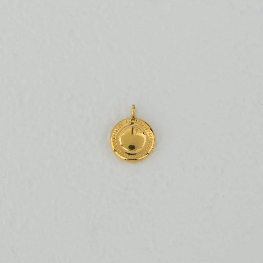 (9mm) Mini Round Coin Charm Stainless Steel PVD Gold Plated Liontin Koin Bulat Hypoallergenic