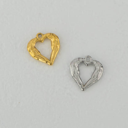 (13mm) Heart Angel Wings Charms Stainless Steel PVD Gold Plated Liontin Hati Sayap Malaikat Hypoallergenic