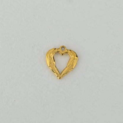 (13mm) Heart Angel Wings Charms Stainless Steel PVD Gold Plated Liontin Hati Sayap Malaikat Hypoallergenic