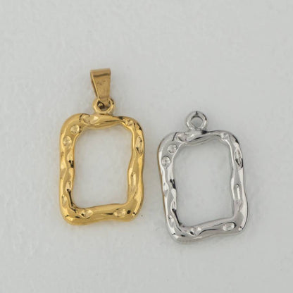 (2cm) Abstract Geometric Shape Irregular Frame Charm Stainless Steel PVD Gold Plated Liontin Kotak Hypoallergenic